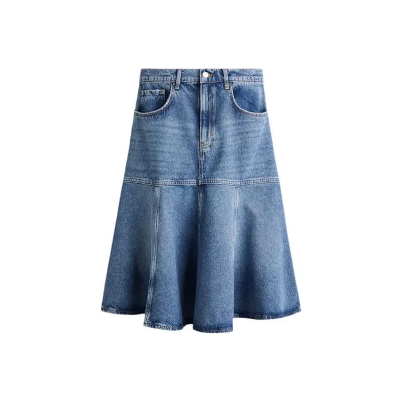 H&M Denim Long Skirts Women's Denim Blue-0