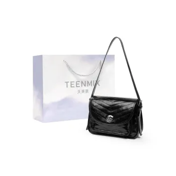 Teenmix Cow Leather With Synthetic Leather Shoulder Bag, Messenger Bag, Crossbody Bag Regular Women's Black