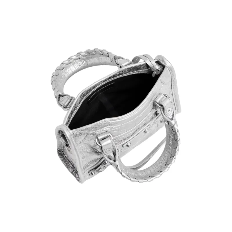 Balenciaga Le City Arena Lambskin Shoulder Bag, Crossbody Bag, Handbag Extra Mini Women's Silver-4