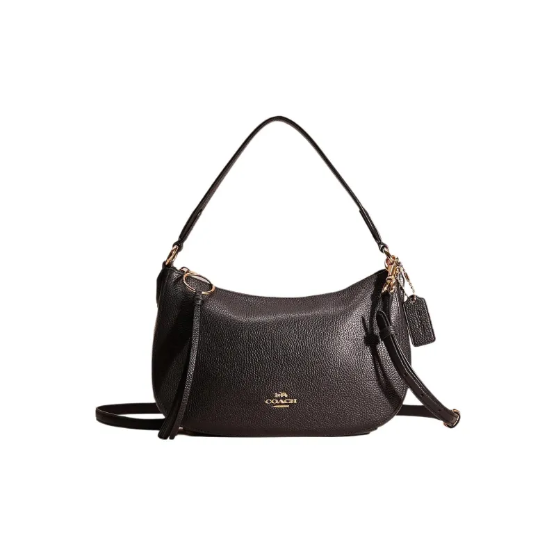 COACH Sutton Leather Hobo Bag Handbag Shoulder Bag Large Size Women's Black-0