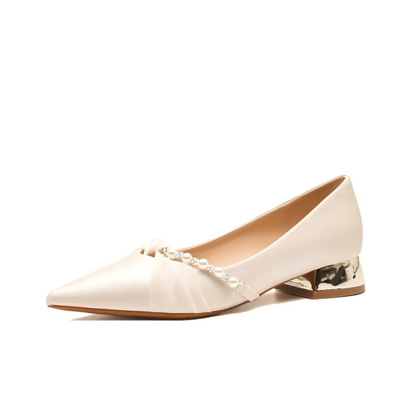 GOSO Chunky Heel High Heels 3CM Women's Apricot-0