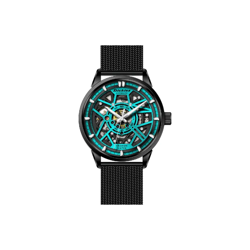 Dickies Wrist Watch Mechanical Movement Steel Strap Cut Out Dial Men's Watches-3