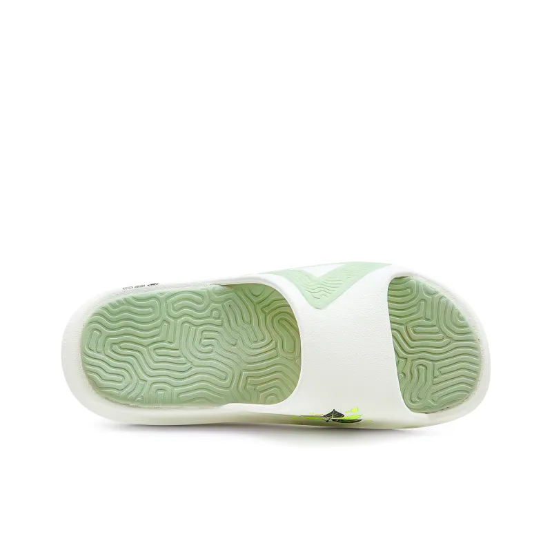 PEAK Tai Ji1.0 Quiet Slip Resistant Abrasion Resistant Slide Slippers Unisex White Green-4