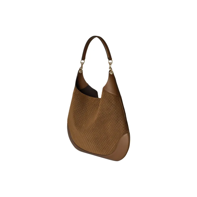 GUCCI Suede Shoulder Bag Tubas Women's Brown-2
