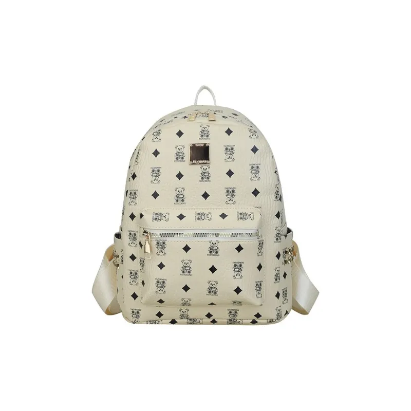 TOUTSEUL YOLO PU Backpack Women's White/Pink/Brown-0