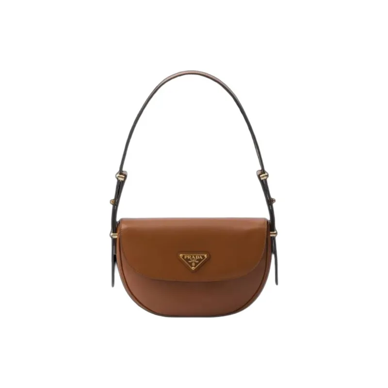 PRADA Calfskin Crossbody Bag, Shoulder Bag Women's Brown-0