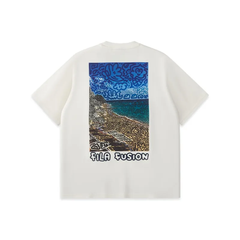 FILA FUSION x MR.DOODLE T Shirt Unisex Cloud White-1