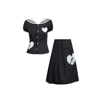 FLIM Two Piece Skirt Sets Women's Black Set