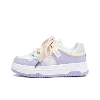 RENBEN Cushioning Abrasion Resistant Breathable Low Top Skateboard Shoes Women's White Blue Purple