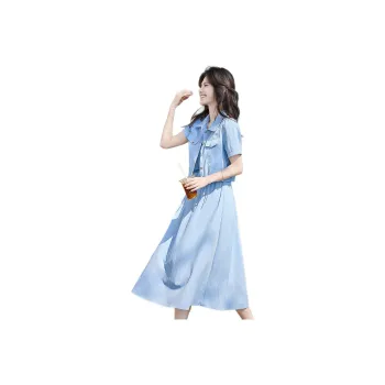 Still quiet Two Piece Skirt Sets Women's Blue