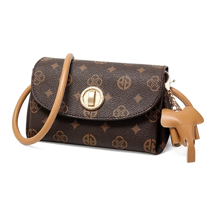 AOKANG PVC Crossbody Bag, Shoulder Bag Women's Coffee/Ecru-0