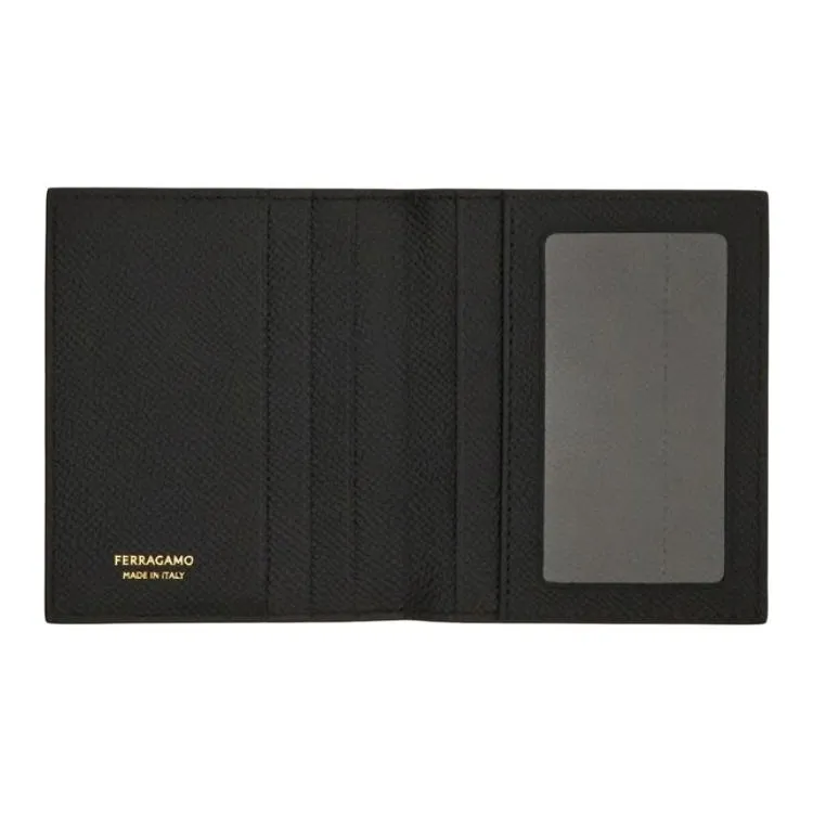 FERRAGAMO GANCINI Cow Leather Card Holder Men's Black-2