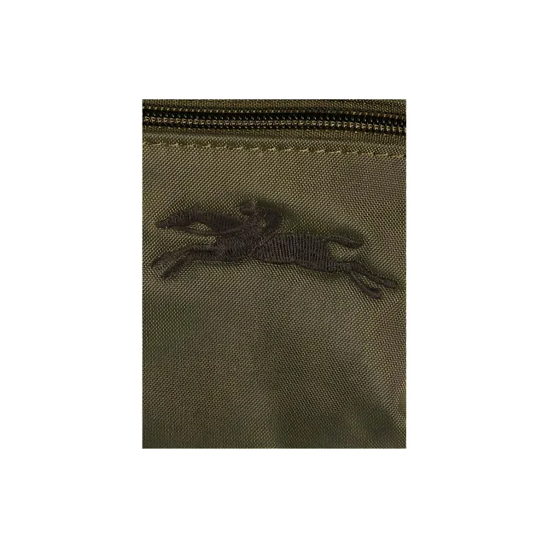 LONGCHAMP Le Pliage Green Canvas With Leather Canvas Bag Clutches Small Size Women's Forest Color-4