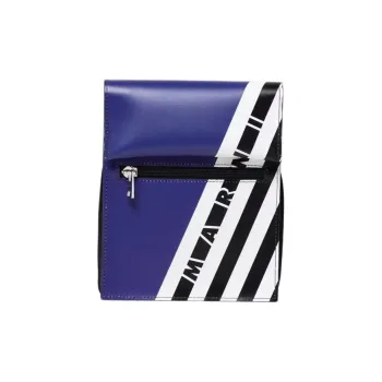 MARNI Smooth Synthetic Leather Crossbody Bag, Shoulder Bag Men's Blue & White