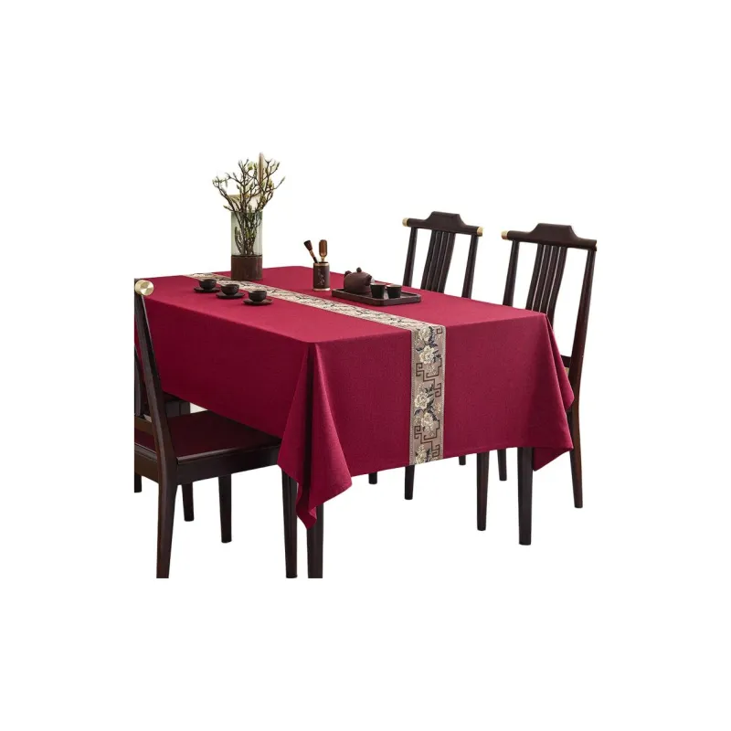 LUOYIJIA Waterproof New Chinese Style Dining Table Zen Cotton Linen Blend Coffee Table Mats Premium Tablecloths-8