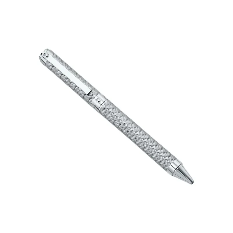TIFFANY & CO. Sterling Silver With Cut Diamond Base, Portable Ballpoint Pens-0