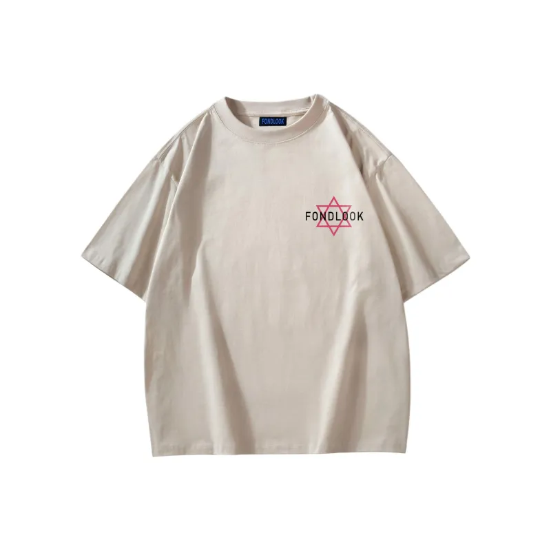 FONDLOOK T-Shirts Unisex Light Beige Apricot-1