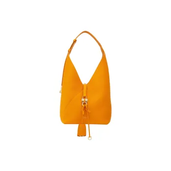 FERRAGAMO Hammered Texture Calfskin Crescent Bag Shoulder Bag Medium Size Women's Ginger Yellow