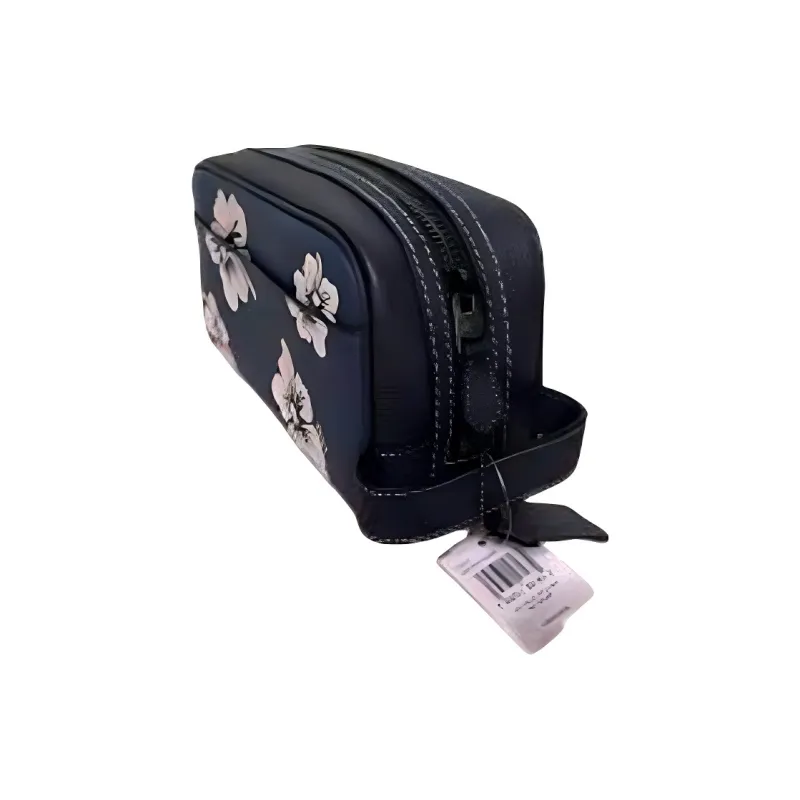 COACH Pebble Texture Cow Leather Travel Bag Clutch Small Size Unisex Denim Blue-1