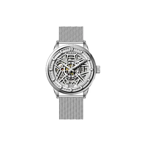 Dickies Wrist Watch Mechanical Movement Steel Strap Cut Out Dial Men's Watches
