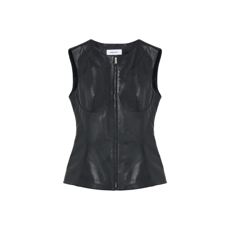Alexander McQueen Leather Jacket Women's Black-0