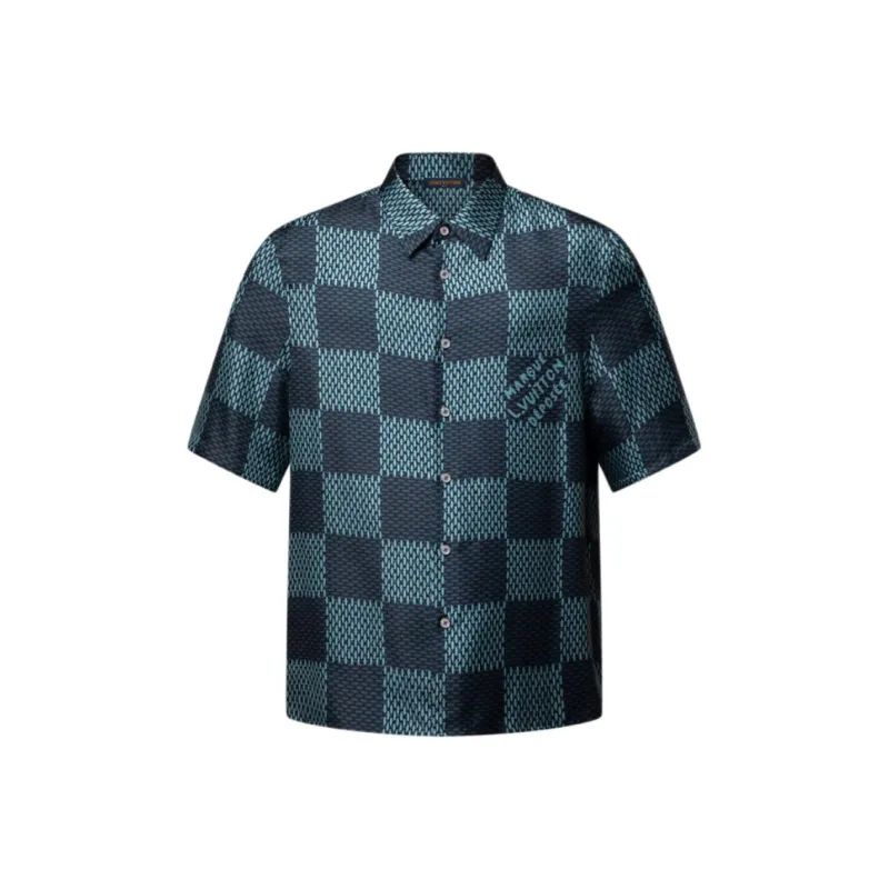 LOUIS VUITTON Damier Short Sleeved Silk Shirt-0