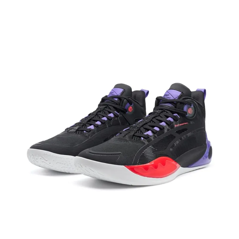 XTEP Abrasion Resistant Slip Resistant Low Top Basketball Shoes Men's Black Purple-2