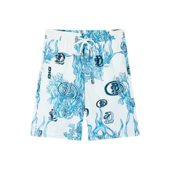 DILLO Casual Shorts Men White Base Blue Letter