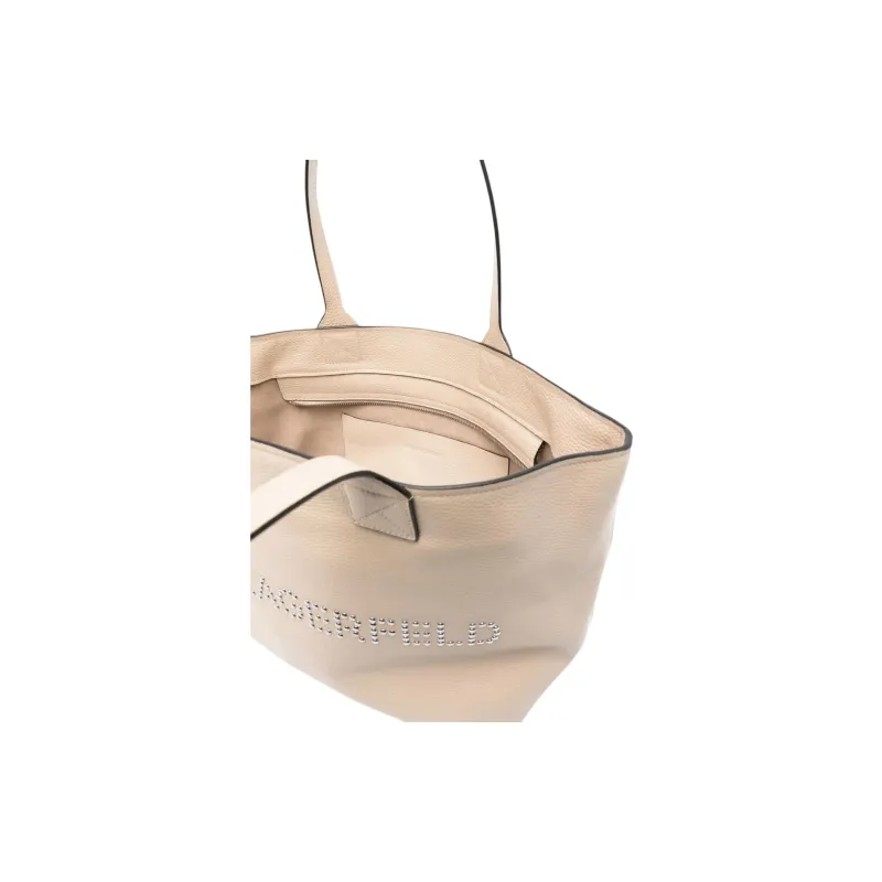 KARL LAGERFELD Calfskin Tote Bag, Shopping Bag, Shoulder Bag Medium Size Women's Sandy Beige-2