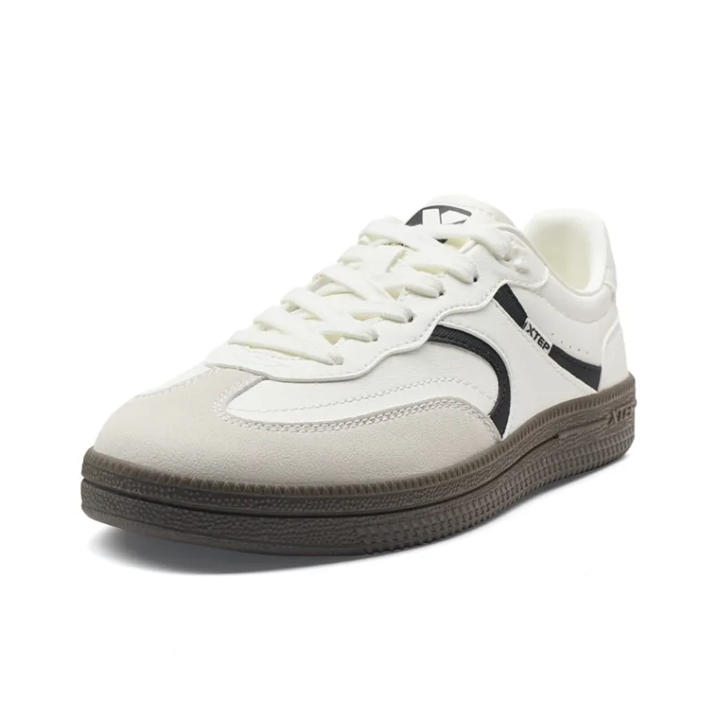 XTEP Anti Slip Wear Resistant Low Top Skateboard Shoes Men's Sail White Dove Gray Black-1