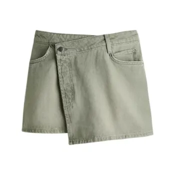 H&M Denim Short Skirts Women's Gray Green