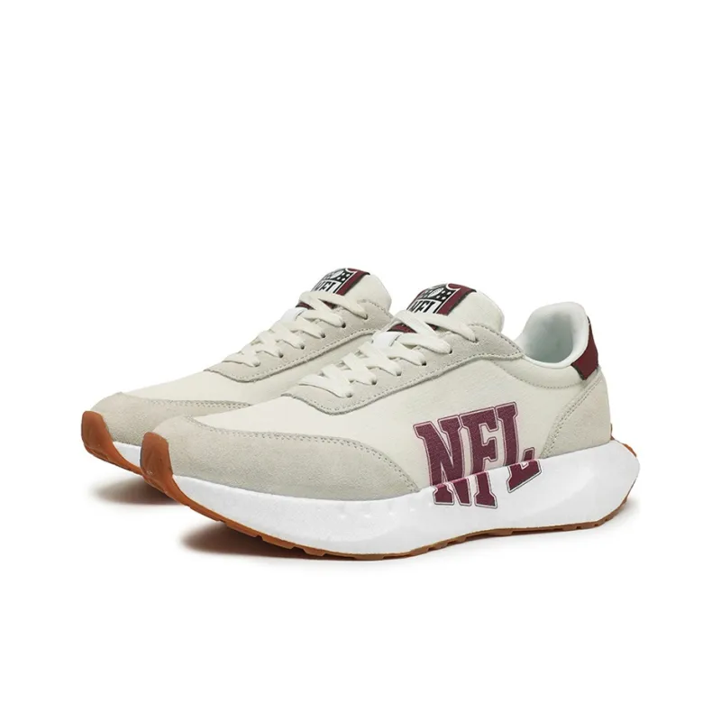 NFL Basic Logo Low Top Skateboard Shoes Unisex Beige Red-2