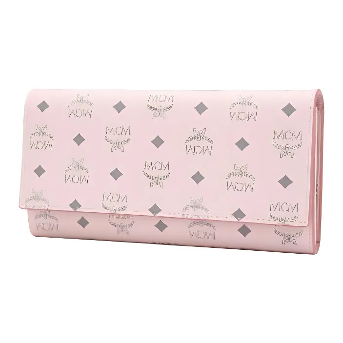 MCM Trifold Wallet Large Visetos Powder Pink-2