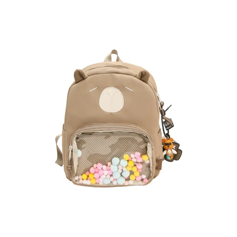 Meow In The Grass Nylon With PVC Backpack Unisex Black/White/Light Khaki/Dark Khaki/Blue-16