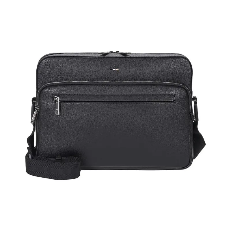 HUGO BOSS Synthetic Leather Shoulder Bag, Crossbody Bag Men's Black-0