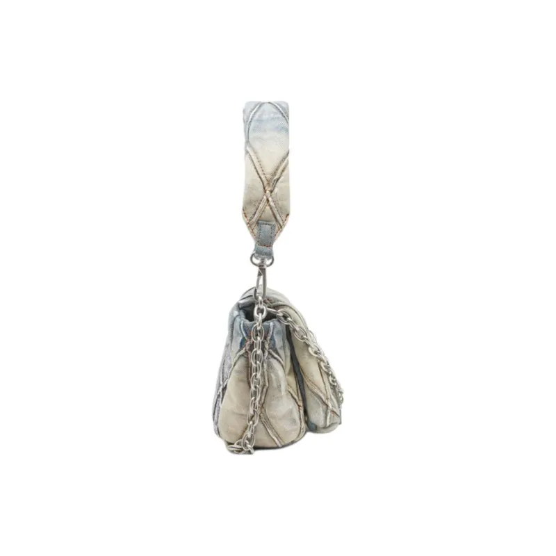 DIESEL Cotton Shoulder Bag Trumpets Women's Silver & Blue-2