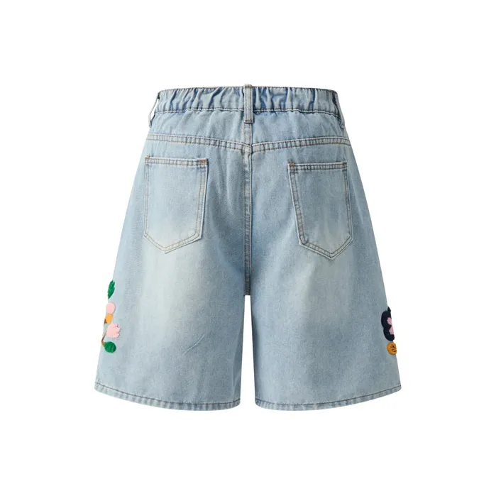 HKRXEC Denim Shorts Men Light Blue-1