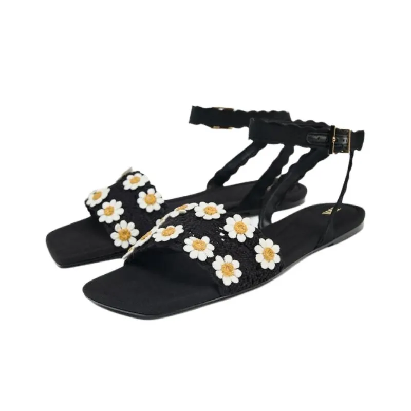 ZARA One Strap Sandals 1cm Women's Black-2