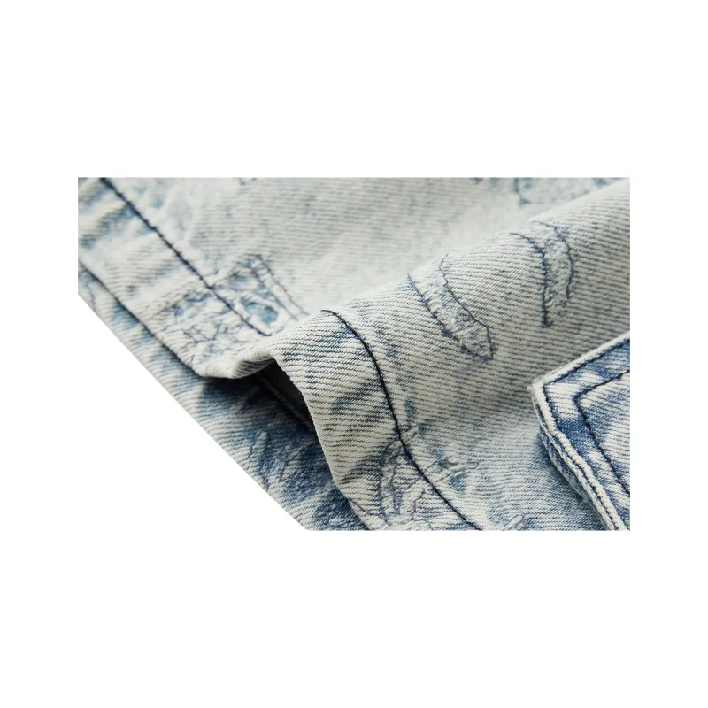 C'N'C Trend Series Denim Shorts Men's Blue Pattern-2