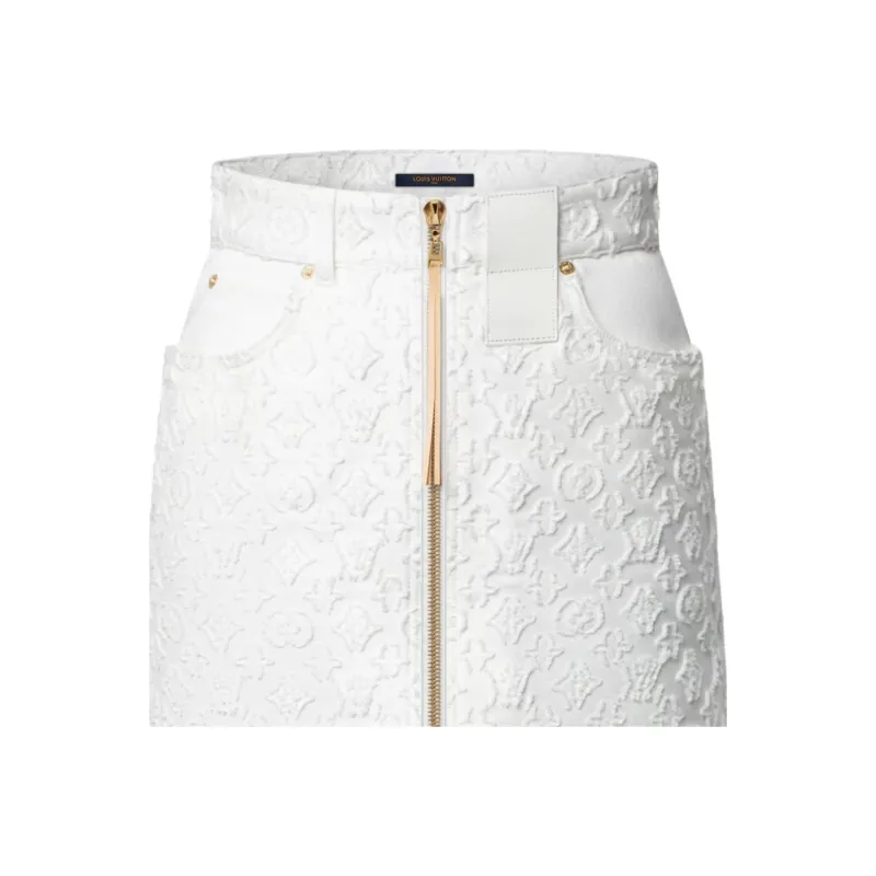 LOUIS VUITTON Monogram Fil Coupé Denim Skirt-1
