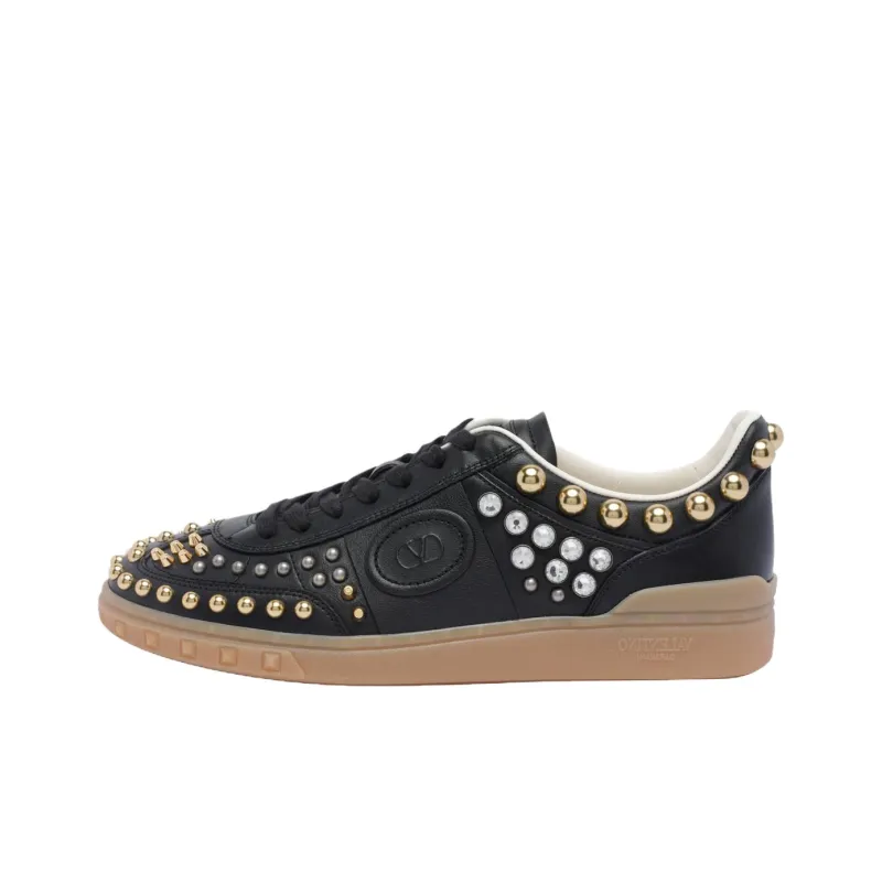 Valentino Rockstud Garavani Low Top Skateboard Shoes Men's Black-0
