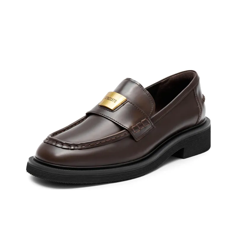 Staccato Small Gold Brick Jazz Loafers 3.5cm Women's-25