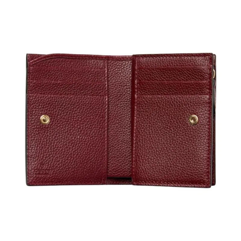 GUCCI GG Marmont Leather Wallet Medium Size Women's Beige Red-2
