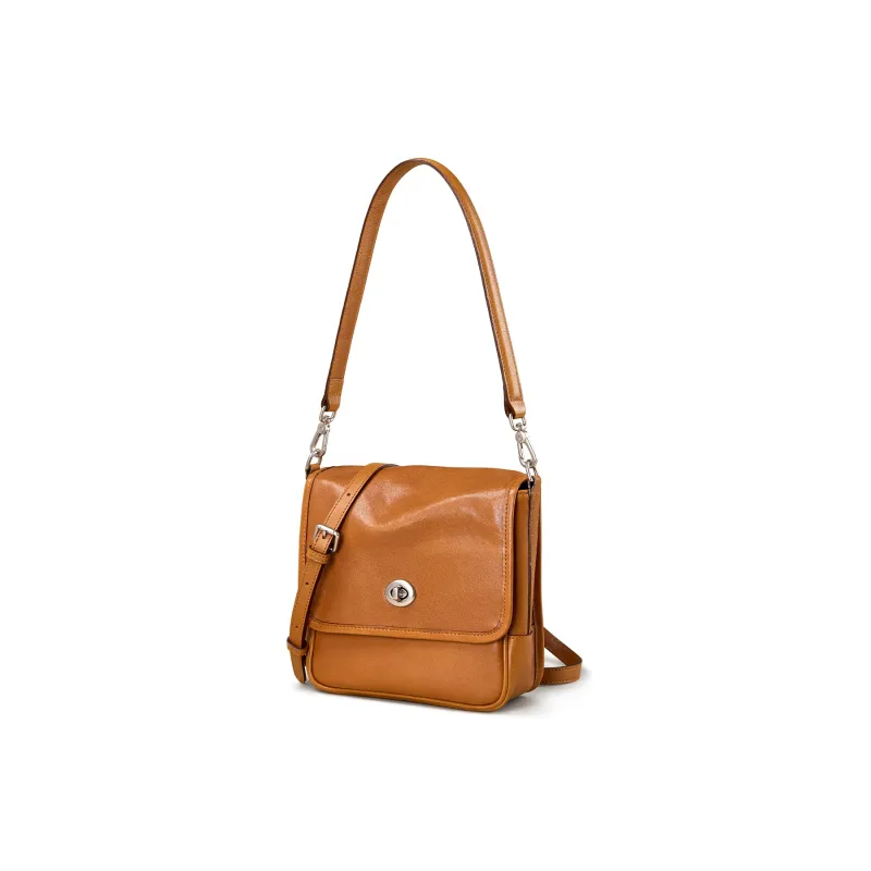 KAISER Top Grain Vegetable Tanned Cow Leather Crossbody Bag, Shoulder Bag Women's Sunset Yellow/Umber/Black-1