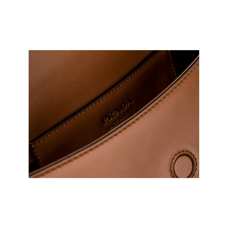 PRADA Calfskin Crossbody Bag, Shoulder Bag Women's Brown-7