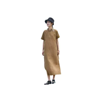 JIXIANGYUER Cheongsams Women's Light Brown Coffee