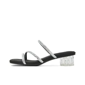 COMELY Slide Slippers Women's Black, Silver