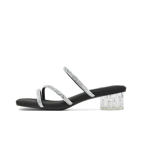 COMELY Slide Slippers Women's Black, Silver