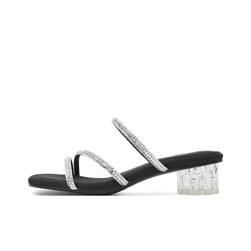 COMELY Slide Slippers Women's Black, Silver-0