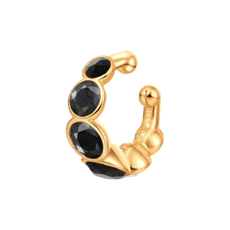 YUAN FIELD Brass White Gold Plated/Diamond Gold Clip On Earrings Unisex-5